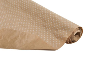 Бумага Эко-крафт "Горох" белый 70см*5 ярд ± 5%