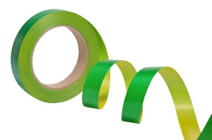 Лента простая Гладкая без тиснения (2см*50ярд) Желтый/Зеленый Р2077