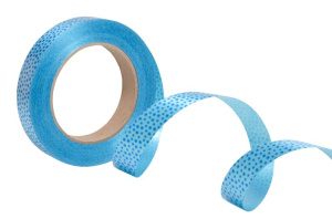 Лента простая (2см*50м) Горошек синий на голубом Р2089