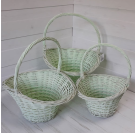 Набор корзин из ивы 3шт шляпа 47*37*23*22*46:40*31*20*19*41:33*26*17*16*36 см мятный