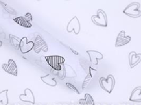 Тишью Бумага "Сердца", 20  листов в упаковке, 20 грамм, 50cmx70cm, цв. черный на белом