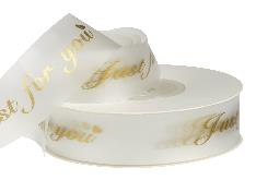 Лента силиконовая с принтом "Just fo you" 25/25м золотой 