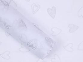 Тишью Бумага "Сердца", 20  листов в упаковке, 20 грамм, 50cmx70cm, цв. серебрянный на белом