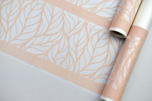 Пленка матовая с рисунком 50 мкр "Листья" кофе с молоком 60см*10 ярд ± 5%