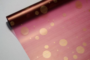 Пленка Пудровая 40мкр Горошина крупная золото/шоколад 70 см*10 ярдов ± 5%