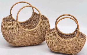 Набор корзин плетеных (ротанг), 23,5x13x10,5/15/22,5 см, 20x10x8/10/19 см, 2 шт., медово-коричневый