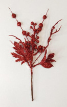 Ветка декоративная с листочками 33 см красный Ветка декоративная с листочками 33 см красный