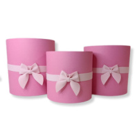 Коробки круглые без крышек Набор из 3х (16*16/18*18/20*20) с бантиком розовый