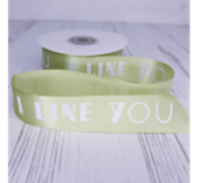 Лента атласная с принтом I Like you 25/25ярд оливковый Лента атласная с принтом I Like you 25/25ярд оливковый