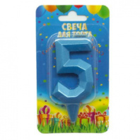 Свеча цифра Геометрия Синяя бирюза №5 7см ДБ