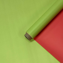 Матовая пленка двухсторонняя на втулке 50 мкр 60 см*10 ярд ± 5% Салатовый/красно-коралловый