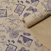 Крафт бумага "Марки" фиолетовый цв. на коричневом фоне 720мм/60гр/60мкр/8,5м± 5%