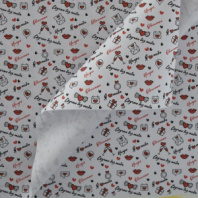 Крафт бумага "Я люблю тебя" черный/красный цв. на белом мелованном фоне 680мм/60гр/10м± 5%