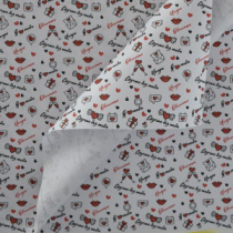 Крафт бумага "Я люблю тебя" черный/красный цв. на белом мелованном фоне 680мм/60гр/10м± 5%