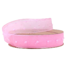 Лента органза "Букле" 25 mm*10 ярд розовый