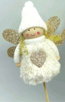 Изделие декоративное на подставке Ангел 8,5х4х36 см молочный/золото Изделие декоративное на подставке Ангел 8,5х4х36 см молочный/золото