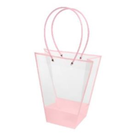 Прозрачная сумка-трапеция с пластиковыми ручками, 24x12x26cm, цв. розовый Прозрачная сумка-трапеция с пластиковыми ручками, 24x12x26cm, цв. розовый