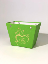 Трапеция усеченная 120*110*70 с золот. тиснением "Ты в моем сердце" салатовый