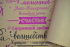 Крафт бумага "Поздравления" цв.черно-фуксия на коричневом фоне 720мм/60гр/60мкр/8,5м± 5%