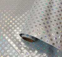 Пленка блестящая "Горошек" 50см 5м, серебро
