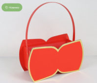 Коробка для цветов/подарков "Бантик" 24*10,3*13,5(28,5)H см, 1 шт., красный