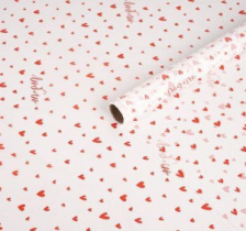 Бумага тишью Влагостойкая Сердца 60см*10м Белая