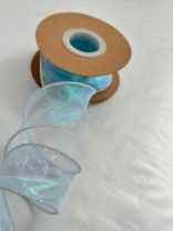 Лента органза, перламутровая,  4cmx10yards, цв.небесный