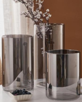 Ваза стеклянная 15*15*35 см, серый 