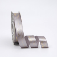 Лента атласная " Fou you" 25мм*33ярд серый