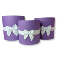 Коробки круглые без крышек Набор из 3х (16*16/18*18/20*20) с бантиком светло-фиолетовый
