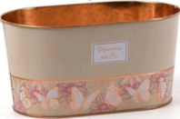 Декоративное овальное кашпо "Бабочки" 22.5X13.7XH11,3 см B20x11 см, кремовый. металл