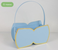 Коробка для цветов/подарков "Бантик" 24*10,3*13,5(28,5)H см, 1 шт., св.голубой