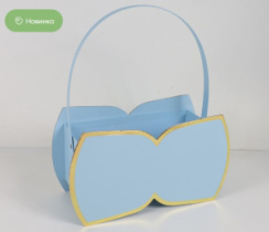 Коробка для цветов/подарков "Бантик" 24*10,3*13,5(28,5)H см, 1 шт., св.голубой