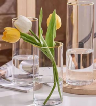 Ваза стеклянная 10*10*25 см, прозрачный 