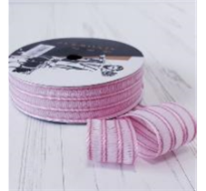 Лента тканевая "Полосы", 28mmx20yds, цв. розовый