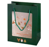 Пакет с окном "Merry Christmas" 23x18x10cm зеленый Пакет с окном "Merry Christmas" 23x18x10cm зеленый
