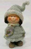 Сувенир Девочка (полирезина) 18,5 см светло-серый