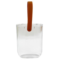 Акриловая ваза для цветов, плоская с пластиковой ручкой, ширина 12,5cm, высота 16cm, цв. Прозрачный