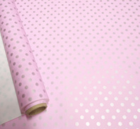 Полипленка матовая 80 мкр 60 см*8 м "Крафтовый горох" розовый/серебро
