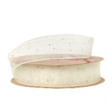 Лента органза "Жемчуг" 25mm*10 ярд шампань 