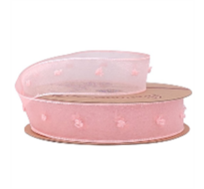 Лента органза "Букле" 25 mm*10 ярд персиковый