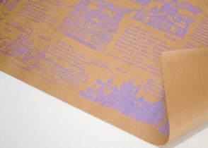 Крафт бумага "Россия" сиреневый цв. на коричневом фоне 720мм/60гр/60мкр/8,5м± 5%