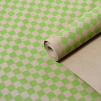 Крафт бумага "Ромбы" салатовый  цв.на коричневом фоне 70 см*8,5 ярд ± 5%