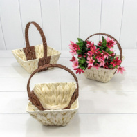 Корзины плетёные Квадратные Набор 1/3 22*22*10 (±5%) из бумаги с ручкой Бежевый/Коричневый