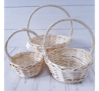 Корзины из ивы 3шт, круг, 29*12*30, 23*11*26, 17*9*22см натуральный