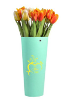 Конус под цветы 10*14*30 с тиснением "Ты в моём сердце" морская волна