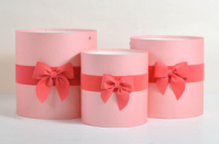 Коробки круглые без крышек Набор из 3х (18*18/20*20/23*23) с бантиком малина