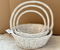 Набор корзин круглые 3 шт.  L:D35  высота 12 см, высота с ручкой 3 см, дно 38 см.M:D30 Н11/ НH31/ 23