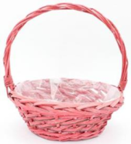 Корзина плетеная (ива), D34 H12/HH34/B23, 1 шт., розовый										