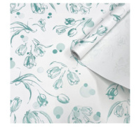 Крафт бумага Цветочный вальс изумрудный  перламутр на белом  720 мм/60гр/10м ± 5%